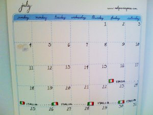 Our calendar, which proves we are in Italy