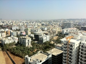 View of Hyderabad from the top of the hotel.