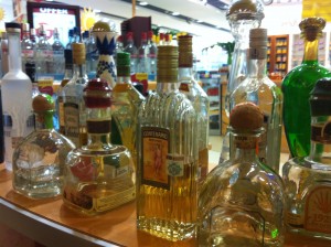 Display booze at Cancun Airport