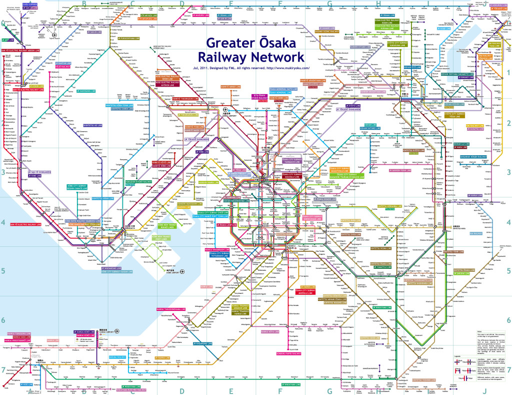 Greater Osaka Railway Network map by FML