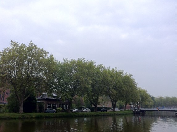 As close as I could get to the actual perspective of the View of Delft, though one can't see much behind the trees, and I needed to get significantly higher off the ground.