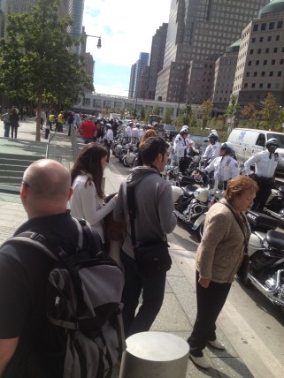 motorcycle police waiting to ride off for some unknown event