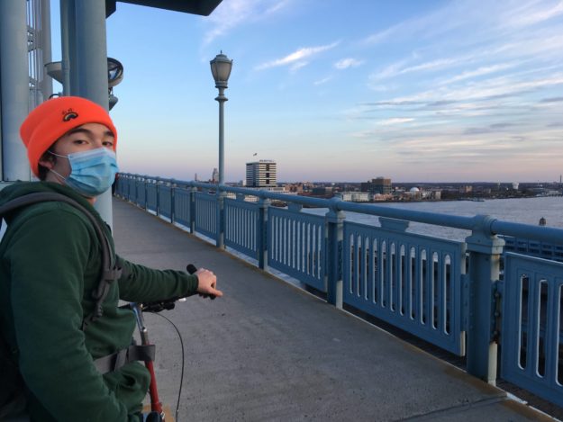 Matt on the Ben Franklin Bridge