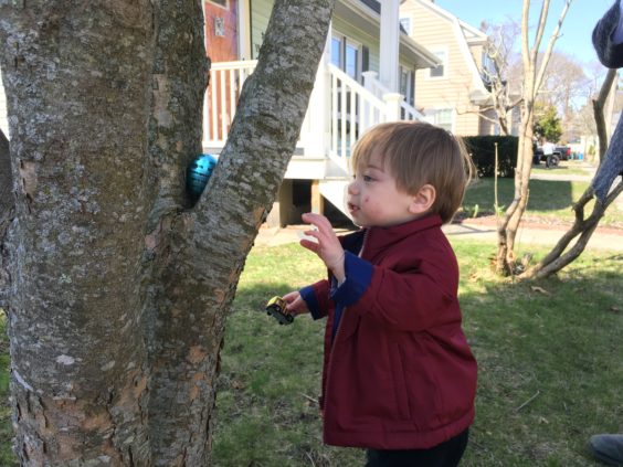 Myron finding an Easter egg